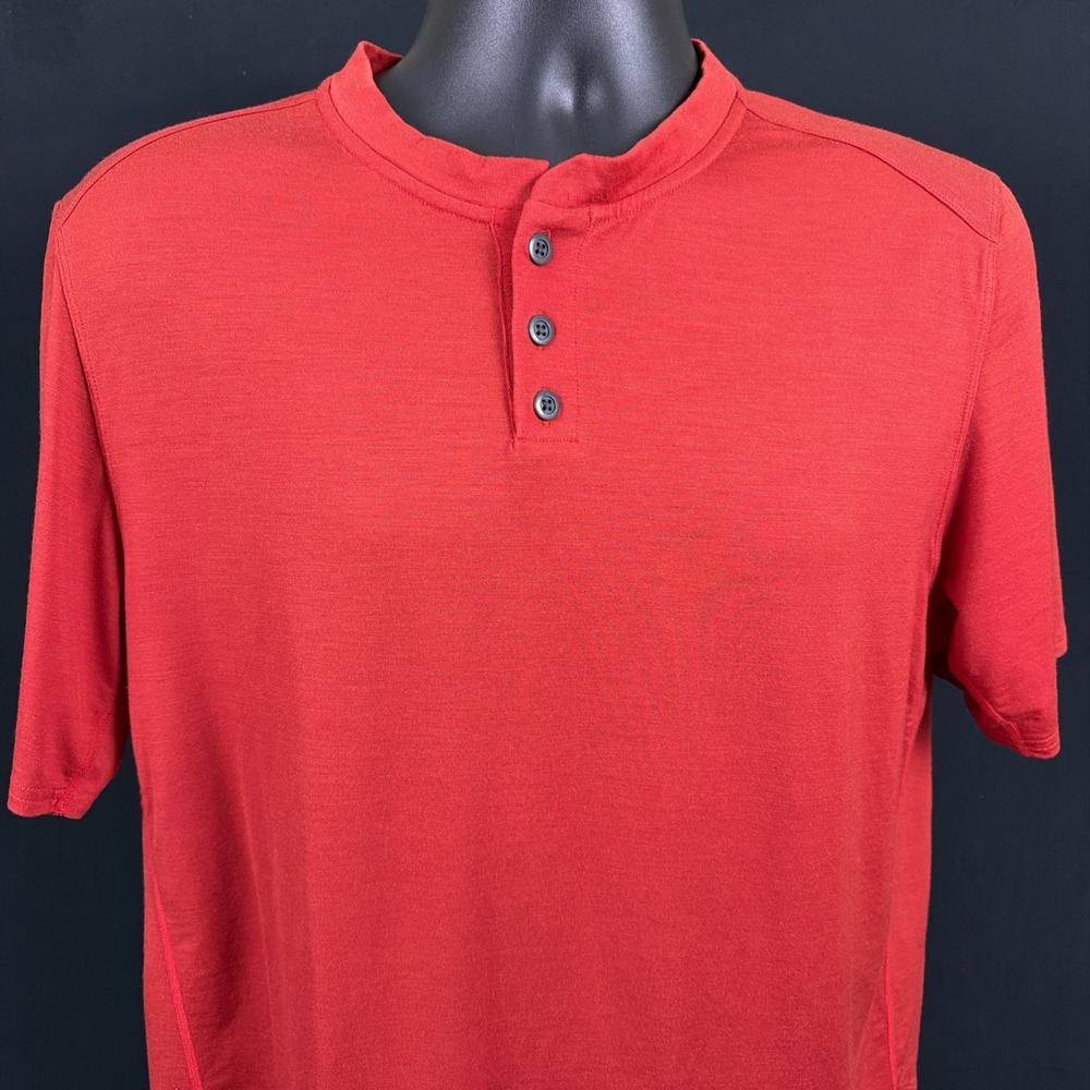 Trek Bontrager Adventure Collection Mens Red Henley Wool Blend Shirt Size Large